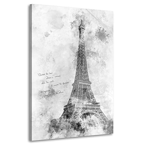 Kunstgestalten24 Leinwandbild Paris Eiffelturm Black and White Wandbild Kunstdruck Raum- u. Wanddekoration Übergrößen von Kunstgestalten24