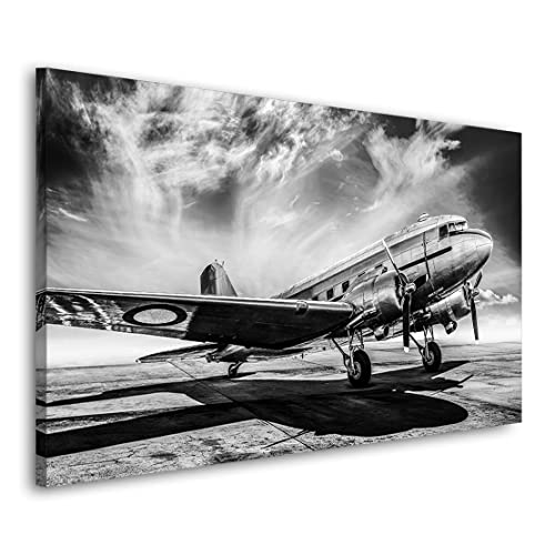 Kunstgestalten24 Leinwandbild Propeller Flugzeug Sky Wandbild Kunstdruck Raum- u. Wanddekoration XXL von Kunstgestalten24