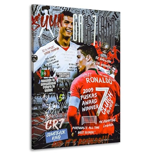 Kunstgestalten24 Leinwandbild Ronaldo Fussball Sport Pop Art Wandbild Raum- u. Wanddekoration von Kunstgestalten24