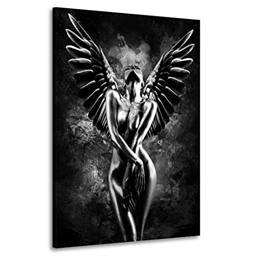 Kunstgestalten24 Leinwandbild Sensual Angel Black and White Wandbild Kunstdruck Schlafzimmer Deko XXL von Kunstgestalten24