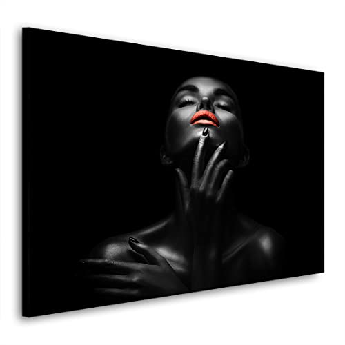 Kunstgestalten24 Leinwandbild Sensual Dark Woman Red Wandbild Kunstdruck Bar u. Lounge Deko von Kunstgestalten24