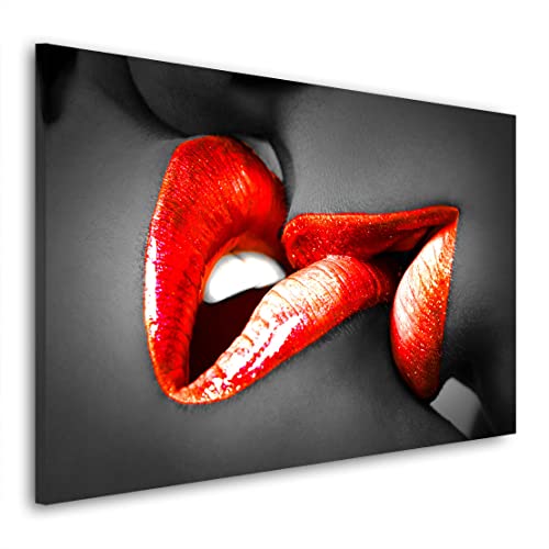 Kunstgestalten24 Leinwandbild Sensual Red Lips Wandbild Kunstdruck Wanddekoration Übergrößen von Kunstgestalten24