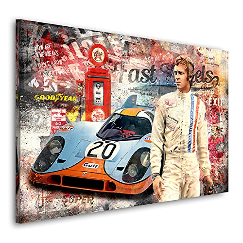 Kunstgestalten24 Leinwandbild Steve McQueen Fast Wheels Wandbild Kunstdruck Raumdeko von Kunstgestalten24