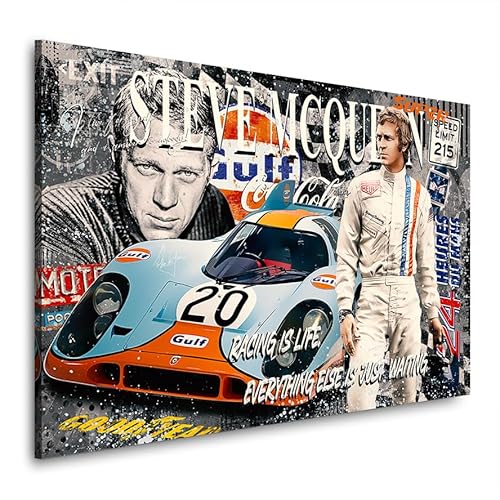 Kunstgestalten24 Leinwandbild Steve McQueen Porsche 917 Pop Art Auto Bild Wanddekoration von Kunstgestalten24