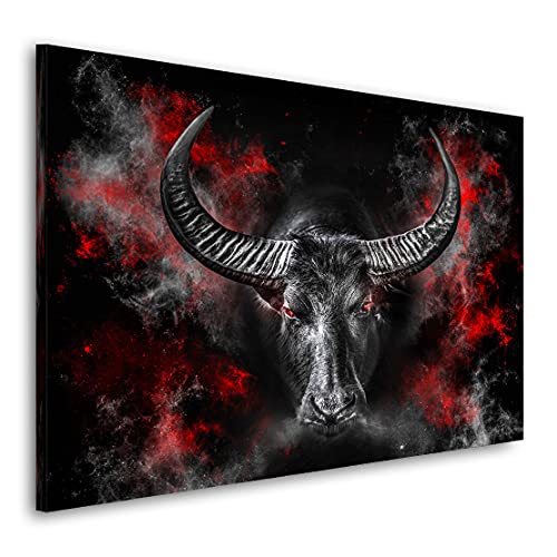 Kunstgestalten24 Leinwandbild Stier Devil Wandbild Kunstdruck Wanddeko Übergrößen von Kunstgestalten24