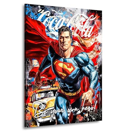 Kunstgestalten24 | Superman Wandbild im Pop Art Stil mit Coca-Cola Design auf Leinwand mit Echtholz-Keilrahmen – Motivationskunst für Büro & Jugendzimmer | 30x40x2cm Kunstgestalten24 | Superman Wandbild im Pop Art Stil mit Coca-Cola Design auf Leinwand mit Echtholz-Keilrahmen – Motivationskunst für Büro & Jugendzimmer | 30x40x2cm von Kunstgestalten24