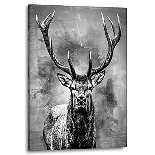 Kunstgestalten24 Leinwandbild Tier Wandbild Hirsch abstrakt Kunstdruck Raum- u. Wanddekoration Übergrößen von Kunstgestalten24