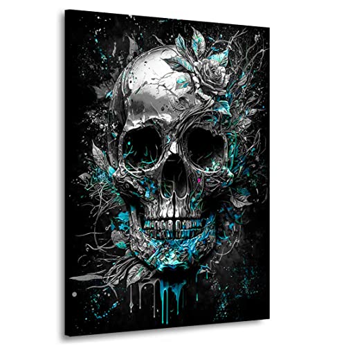 Kunstgestalten24 Leinwandbild Totenkopf Abstrakt Lifestyle Bild Modern Kunstdruck Raum Wand Dekoration von Kunstgestalten24