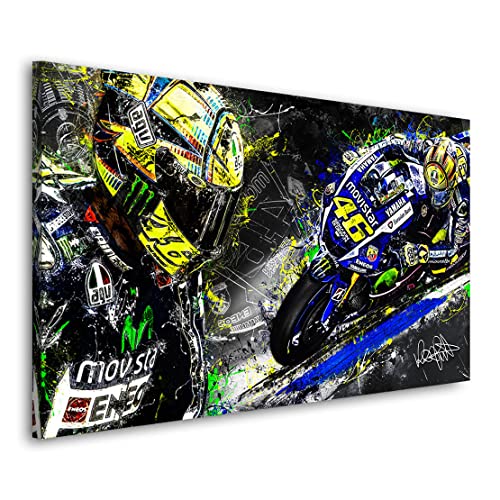 Kunstgestalten24 Leinwandbild Valentino Rossi Wandbild Kunstdruck Lounge u. Bar Dekoration XXL von Kunstgestalten24