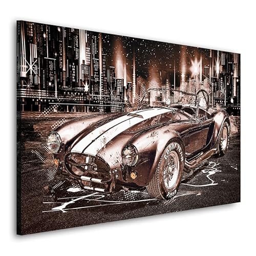 Kunstgestalten24 Leinwandbild Wandbild Auto AC Cobra Retro City Style Kunstdruck Raum- u. Wanddekoration Übergrößen von Kunstgestalten24