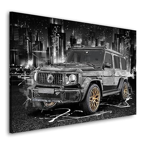 Kunstgestalten24 Leinwandbild Wandbild Auto Mercedes G63 Black Style Kunstdruck Raum- u. Wanddekoration Übergrößen von Kunstgestalten24