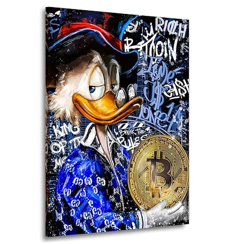 Kunstgestalten24 Leinwandbild Wandbild Comic Dagobert Bitcoin Graffiti Blue Style Kunstdruck Raum- u. Wanddekoration Übergrößen von Kunstgestalten24