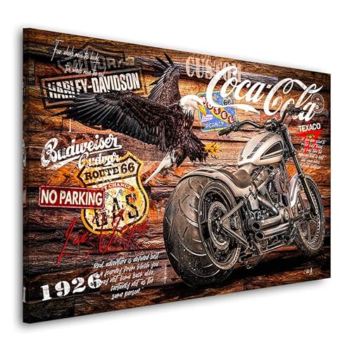 Kunstgestalten24 Leinwandbild Wandbild Motorrad Harley Eagle Pop Art Style Kunstdruck Raum- u. Wanddekoration Übergrößen von Kunstgestalten24