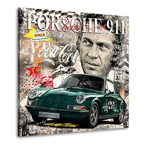 Kunstgestalten24 Leinwandbild Wandbild Steve McQueen Pop Art Porsche 911 Kunstdruck Raum- u. Wanddekoration Übergrößen von Kunstgestalten24