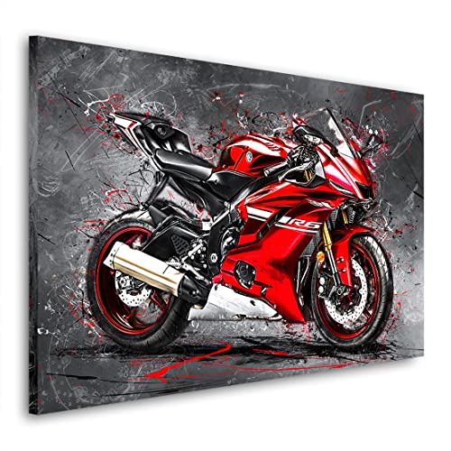 Kunstgestalten24 Leinwandbild Yamaha R6 Abstrakt Rot Wandbild Kunstdruck Wanddekoration Übergrößen von Kunstgestalten24