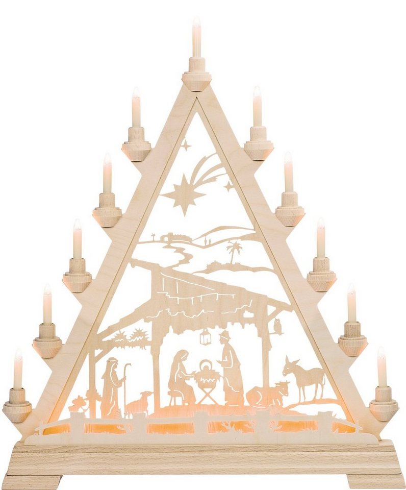 Kunstgewebe Taulin Schwibbogen Taulin Lichterbogen/Lichterecke Motiv Bethlehem, 16 flammig elektrisch beleuchtet von Kunstgewebe Taulin