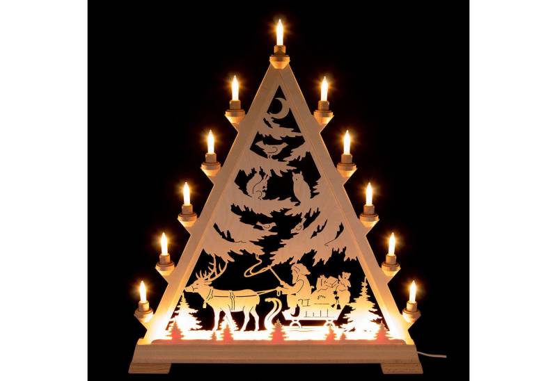 Kunstgewebe Taulin Schwibbogen Lichterspitze Nikolaus mit Schlitten (66cm) von Kunstgewerbe Taulin von Kunstgewebe Taulin