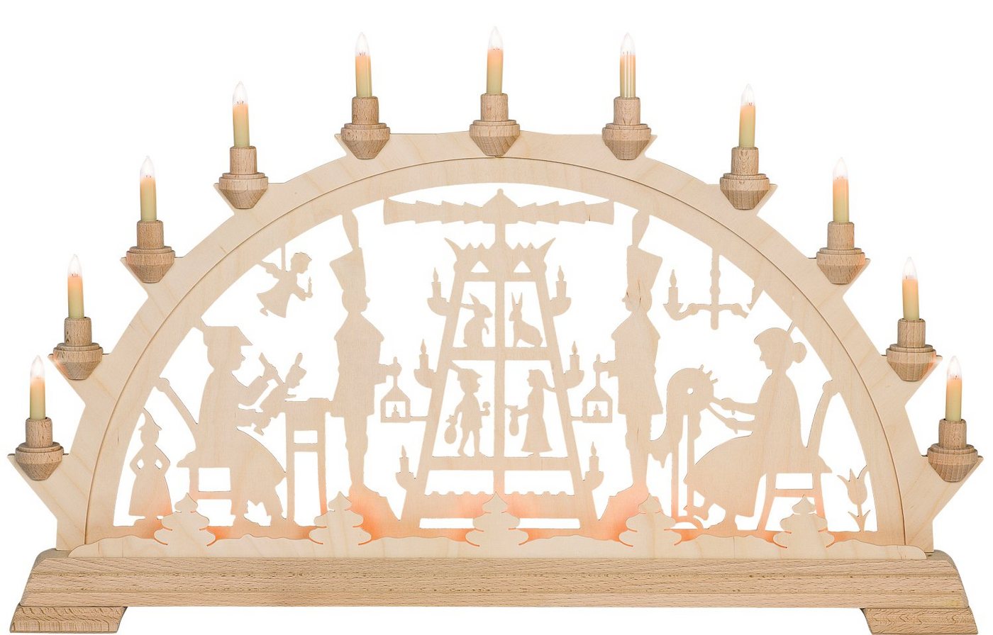 Kunstgewebe Taulin Schwibbogen Taulin Lichterbogen Motiv Pyramide, Handarbeit aus dem Erzgebirge von Kunstgewebe Taulin