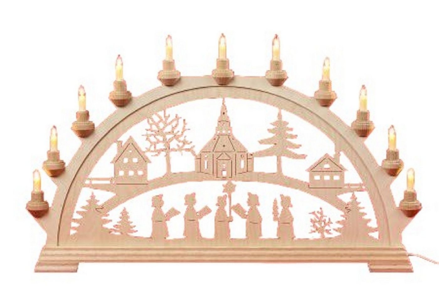 Kunstgewebe Taulin Schwibbogen Motiv Seiffener Kirche, Handarbeit aus dem Erzgebirge von Kunstgewebe Taulin