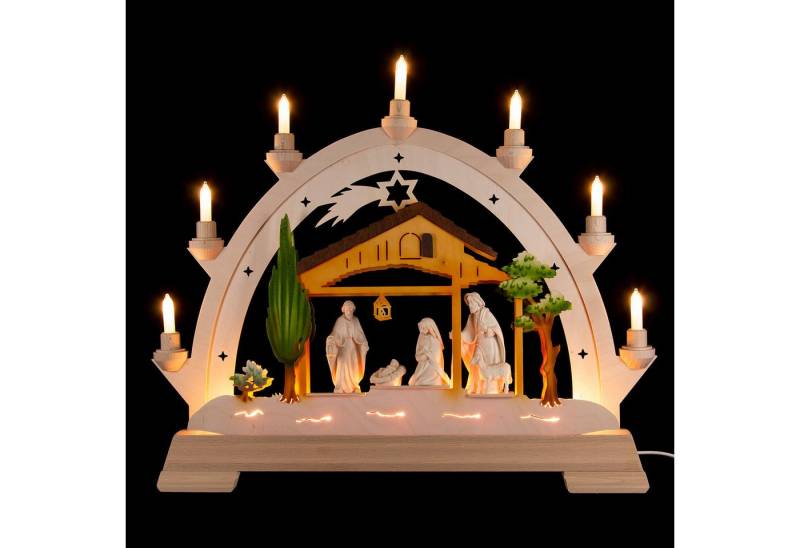 Kunstgewebe Taulin Schwibbogen Schwibbogen Christgeburt mit gebeizten Figuren, farbig (48x42cm) von K von Kunstgewebe Taulin