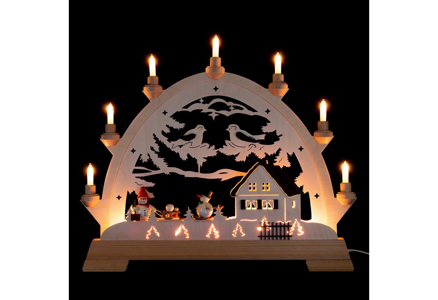 Kunstgewebe Taulin Schwibbogen Schwibbogen Haus mit Figuren - Schneemänner (48x42cm) von Kunstgewerbe von Kunstgewebe Taulin