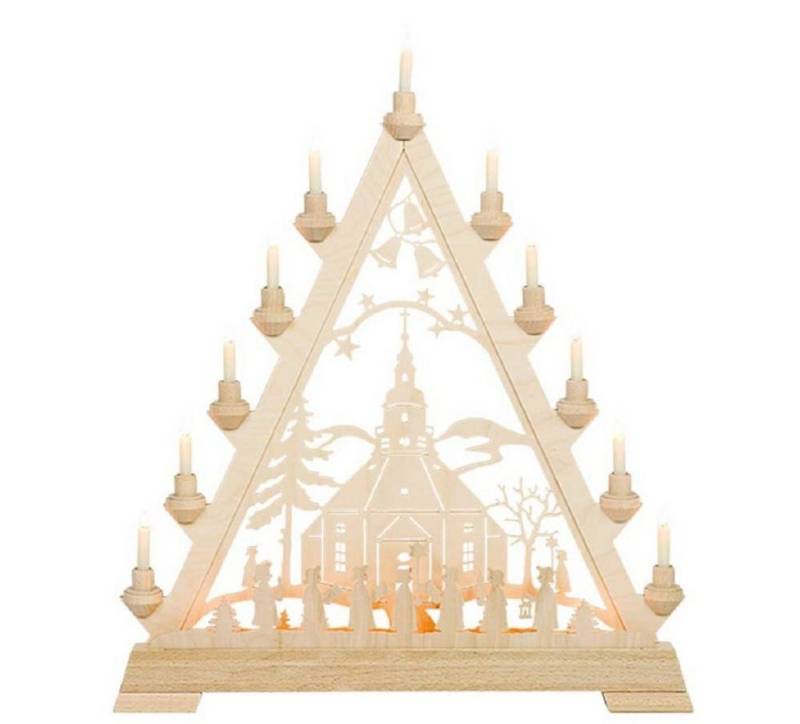 Kunstgewebe Taulin Schwibbogen Taulin Lichterbogen/Lichterecke Motiv Seiffener Kirche, 16 flammig elektrisch beleuchtet von Kunstgewebe Taulin