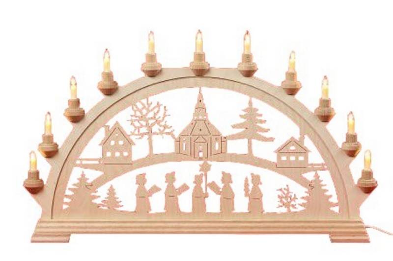 Kunstgewebe Taulin Schwibbogen Taulin Lichterbogen Seiffener Kirche, Handarbeit aus dem Erzgebirge von Kunstgewebe Taulin
