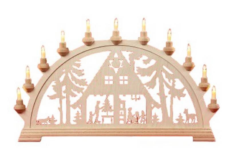 Kunstgewebe Taulin Schwibbogen Taulin Lichterbogen Waldhaus - ohne Vorbel., Handarbeit aus dem Erzgebirge von Kunstgewebe Taulin