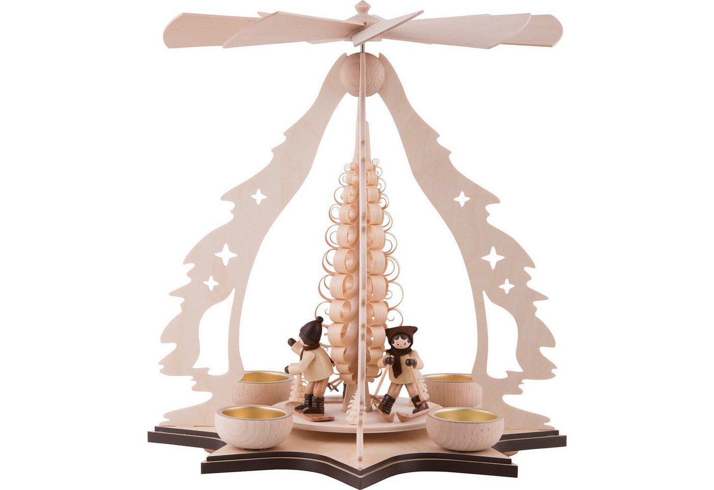 Kunstgewebe Taulin Weihnachtspyramide 1-stöckige Pyramide Skifahrer (37cm) von Kunstgewerbe Taulin von Kunstgewebe Taulin