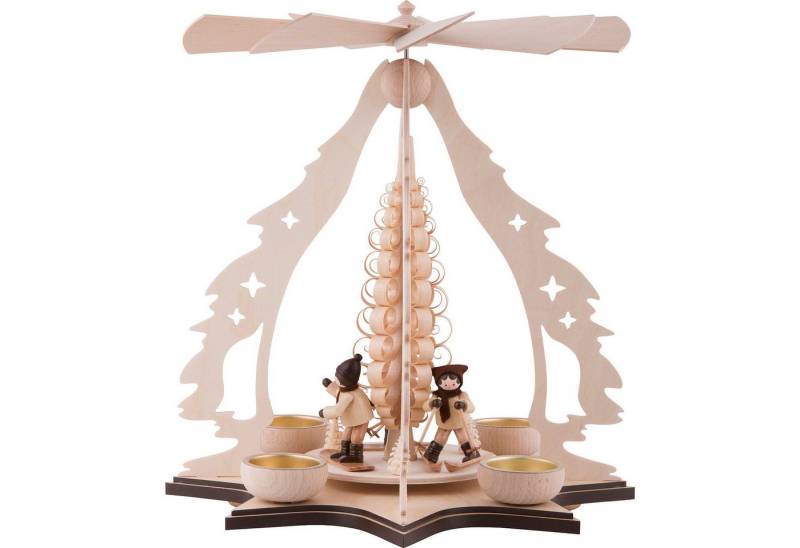 Kunstgewebe Taulin Weihnachtspyramide 1-stöckige Pyramide Skifahrer (37cm) von Kunstgewerbe Taulin von Kunstgewebe Taulin