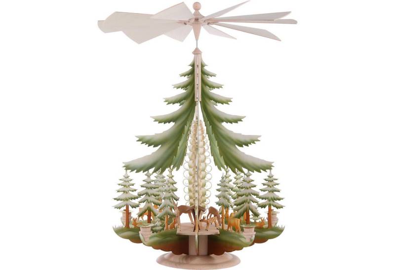 Kunstgewebe Taulin Weihnachtspyramide 1-stöckige Pyramide mit geschnitzten Rehen, farbig (62x42cm) von Kunst von Kunstgewebe Taulin