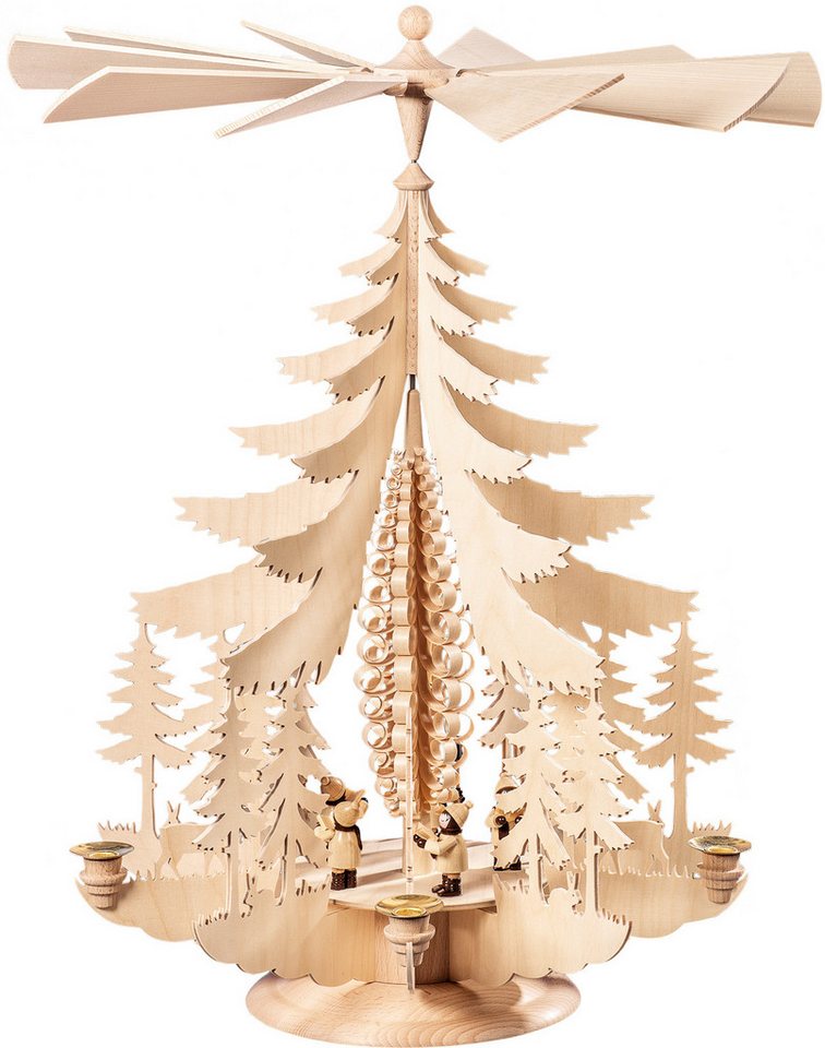 Kunstgewerbe Katja Taulin Weihnachtspyramide Kurrende natur - Höhe: 62 cm, Handarbeit aus dem Erzgebirge von Kunstgewerbe Katja Taulin