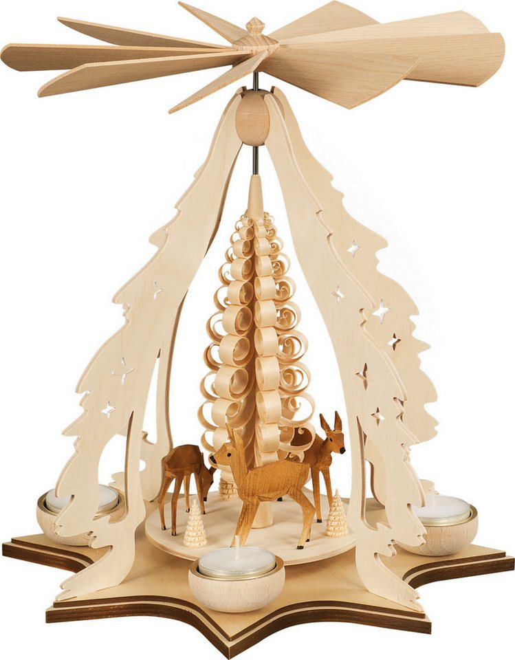 Kunstgewerbe Katja Taulin Weihnachtspyramide Rehe natur für Teelichter - Höhe: 37 cm, Handarbeit aus dem Erzgebirge Kunstgewerbe Katja Taulin Weihnachtspyramide Rehe natur für Teelichter - Höhe: 37 cm, Handarbeit aus dem Erzgebirge von Kunstgewerbe Katja Taulin