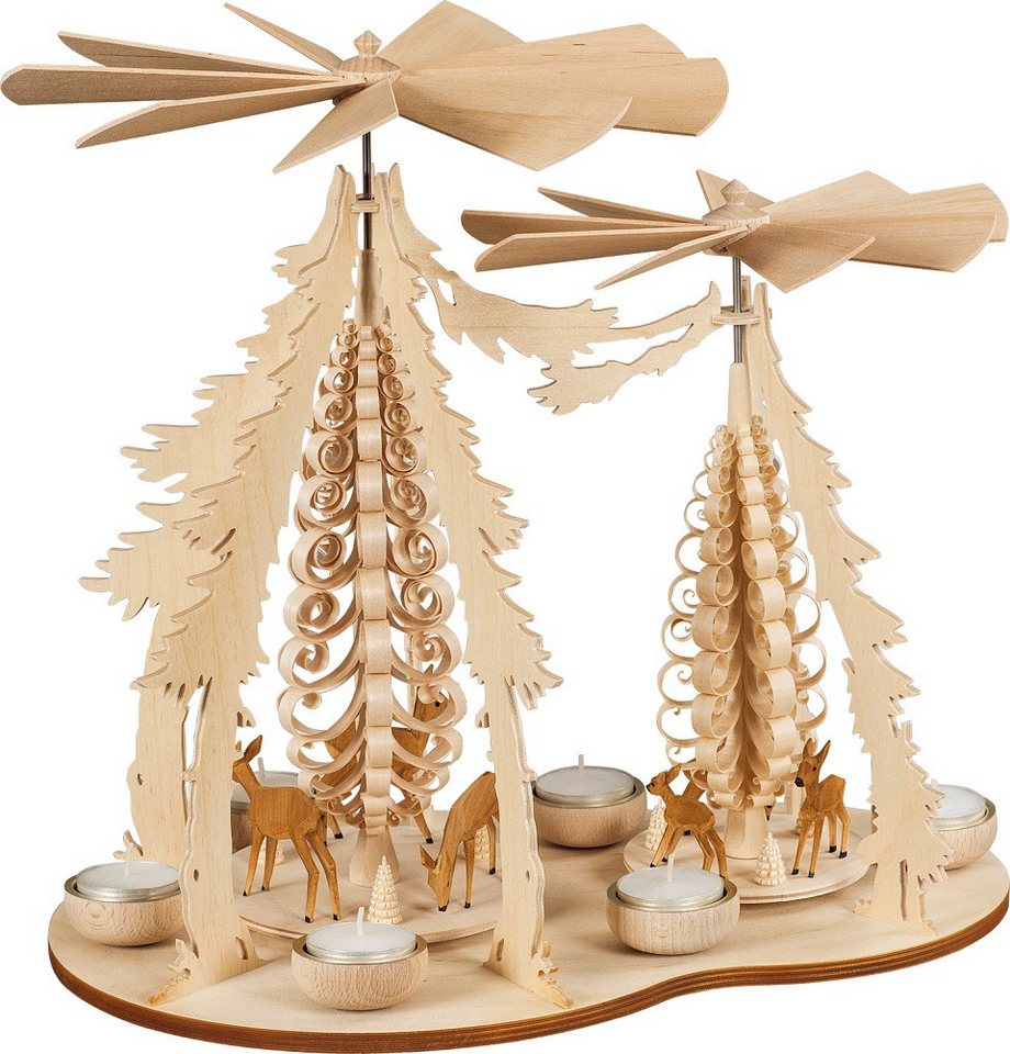 Kunstgewerbe Katja Taulin Weihnachtspyramide geschnitzt Rehe natur mit 2 Flügeln - Höhe: 35 cm, Handarbeit aus dem Erzgebirge Kunstgewerbe Katja Taulin Weihnachtspyramide geschnitzt Rehe natur mit 2 Flügeln - Höhe: 35 cm, Handarbeit aus dem Erzgebirge von Kunstgewerbe Katja Taulin