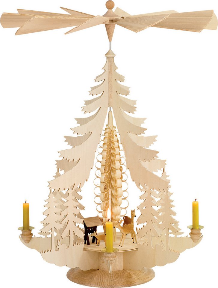 Kunstgewerbe Katja Taulin Weihnachtspyramide geschnitzte Rehe natur, Handarbeit aus dem Erzgebirge Kunstgewerbe Katja Taulin Weihnachtspyramide geschnitzte Rehe natur, Handarbeit aus dem Erzgebirge von Kunstgewerbe Katja Taulin