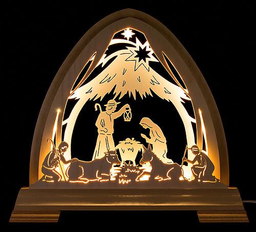 Kunstgewerbe Taulin Gotischer Bogen - 40x37 cm, Historic Christmas Candle Holder, Made in Germany, 100% Authentic German Erzgebirge Handcraft, Indoor Use, Weihnachten von Kunstgewerbe Taulin