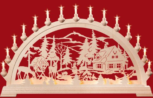 Kunstgewerbe Taulin Schwibbogen Forsthaus mit Rehen - 84x49 cm von Kunstgewerbe Taulin
