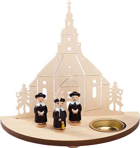Kunstgewerbe Taulin Teelichtleuchter Seiffener Kirche mit Kurrende schwarz - 16 cm von Kunstgewerbe Taulin