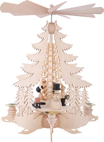 Kunstgewerbe Taulin Weihnachtspyramide 1-stöckige Pyramide mit Weihnachtsfiguren - 35cm - Original Erzgebirge von Kunstgewerbe Taulin