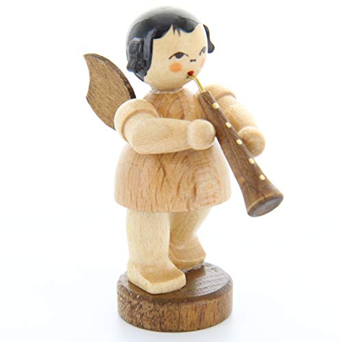 Engel mit Oboe - natur - stehend - 6cm / Weihnachtsengel - Original Erzgebirge Engel -Kunstgewerbe Uhlig von Kunstgewerbe Uhlig
