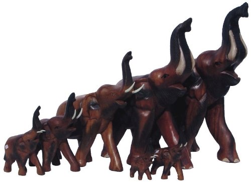 Kunsthandwerk Asien 1 Elefant laufend, Holz-Elefant mit erhobenen Rüssel, Deko-Elefant, EIN Elefant in unterschiedlichen Größen erhältlich (15 cm) von Kunsthandwerk Asien