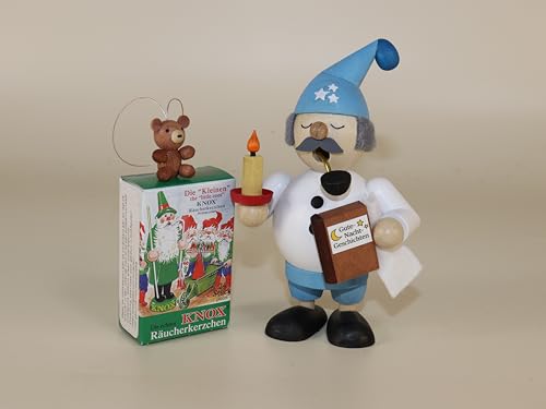 Kunsthandwerk Ullrich Geschenkset Mini-Räuchermann Schlafmütze + 1 Baumbehang + 1 Pack Mini-Räucherkerzen BxH 7,5x12cm NEU Rauchmann Rauchfigur Räuchermännel von Kunsthandwerk Ullrich
