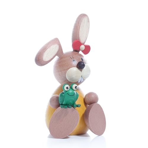 Kunsthandwerk Ullrich Osterhäsin sitzend mit Frosch Höhe 11cm NEU Osterfigur Holzhase von Kunsthandwerk Ullrich