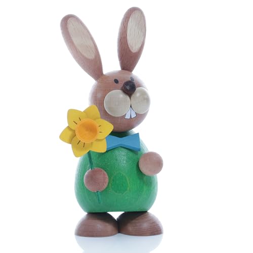 Osterartikel Osterhase mit Narzisse HxB 12x5,5cm NEU Osterdeko Osterhasenfigur Ostern Korb Osterei Frühling Erzgebirge Seiffen Hase Blumen von Kunsthandwerk Ullrich