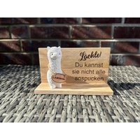 Alpaka Lama Lächle Du Kannst Sie Nicht Alle Anspucken Mit Schild Nach Wahl | Dekoration Geschenk Mitbringsel Personalisierbar Teelicht von KunsthandwerkbyAnja