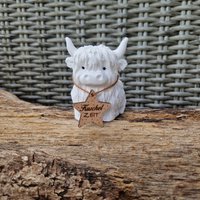 Galloway Rind Kuh Hochlandrind Mit Holzschild, Geschenkidee, Spruch Geschenk Mitbringsel Personalisiert, Personalisierbar Wunschtext von KunsthandwerkbyAnja