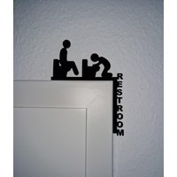 Türrahmendeko Schild Toilette Restroom Türdeko Bilderrahmen Ecken Corner Topper Schalterdeko Schwarz Plexi Wc Silhouette Eckleiste Zierleist von KunsthandwerkbyAnja