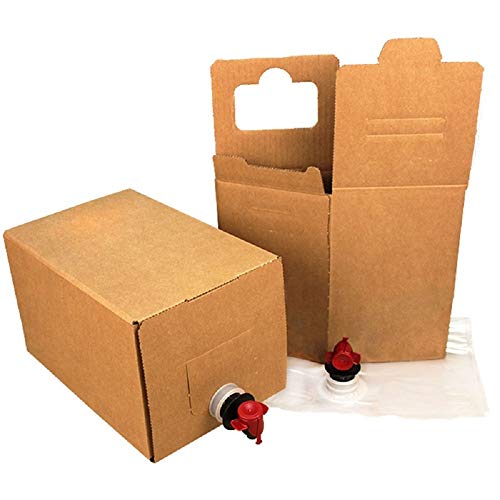 20 Stück Bag-in-Box Getränkeverpackung Komplettset neutral braun 142 x 134 x 217 mm 3 Liter von Kunsthandwerkstube