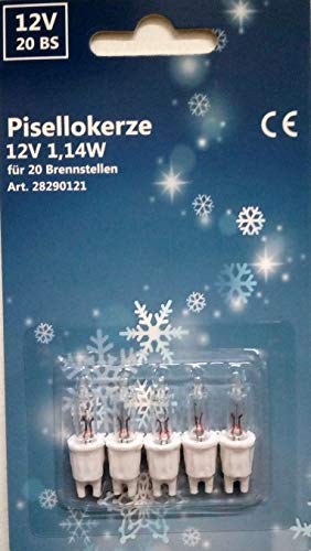 Kunsthandwerkstube 5 Stück Ersatzlämpchen für Minikette Pisello-Kerzen 12 Volt von Kunsthandwerkstube