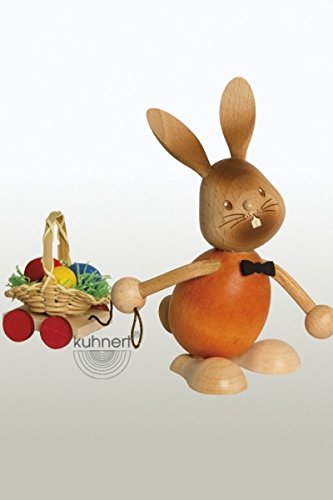 Kunsthandwerkstube Kuhnert Erzgebirge Stupsi Hase mit Eierwagen von Kunsthandwerkstube
